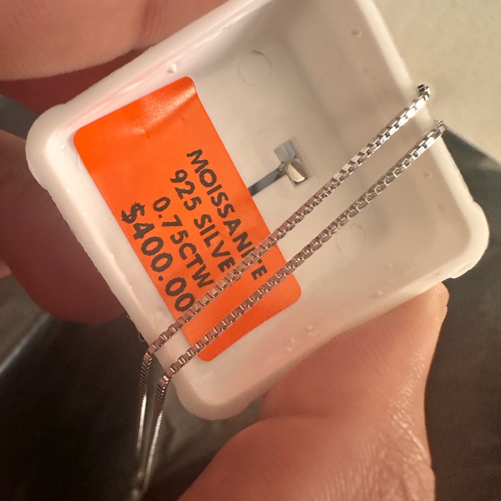 3d Solid 925 Sterling Silver Chain With Moissanit… - image 3